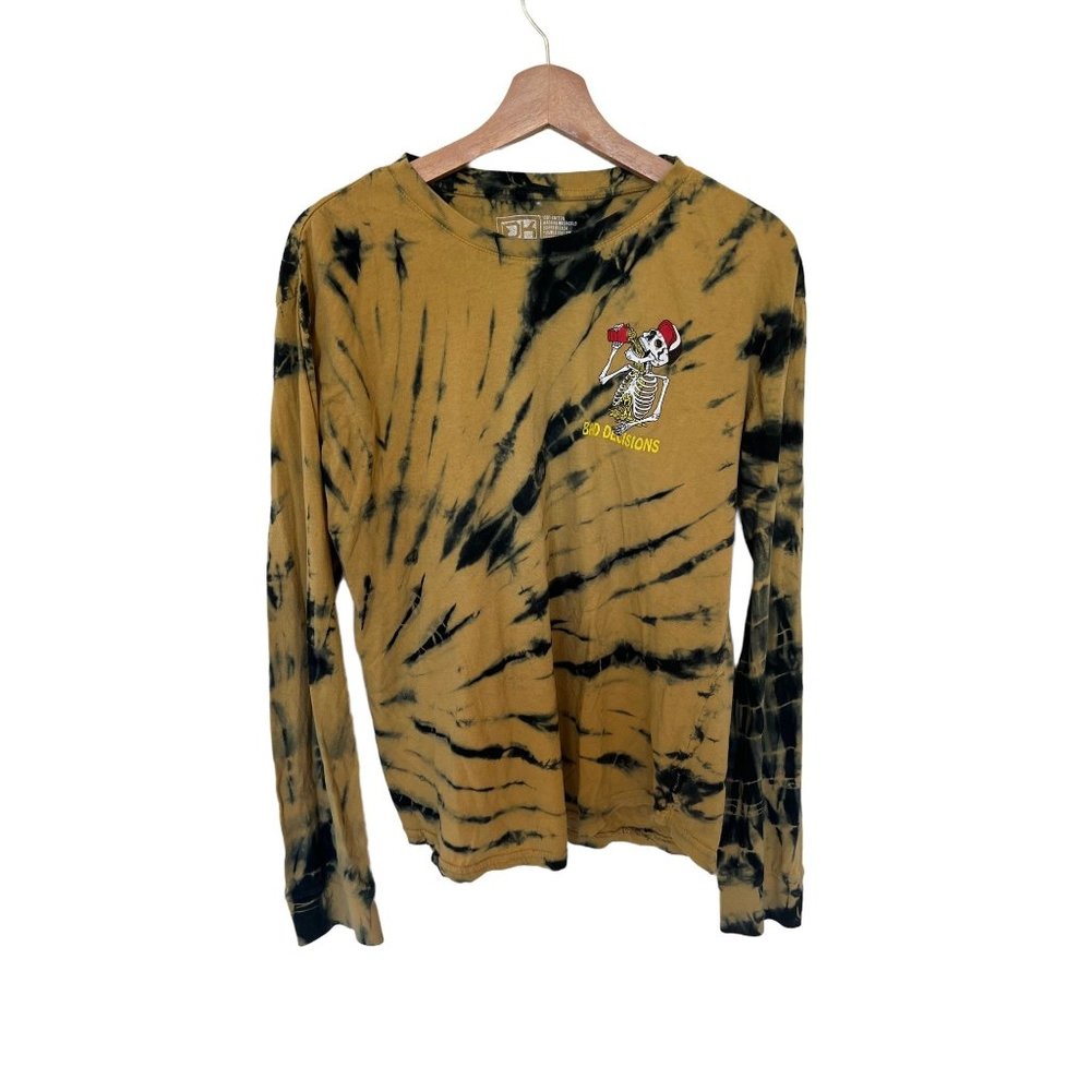 DK Bad Decisions Long Sleeve Black, Yellow Tshirt Men's Size Medium Mens Skater
